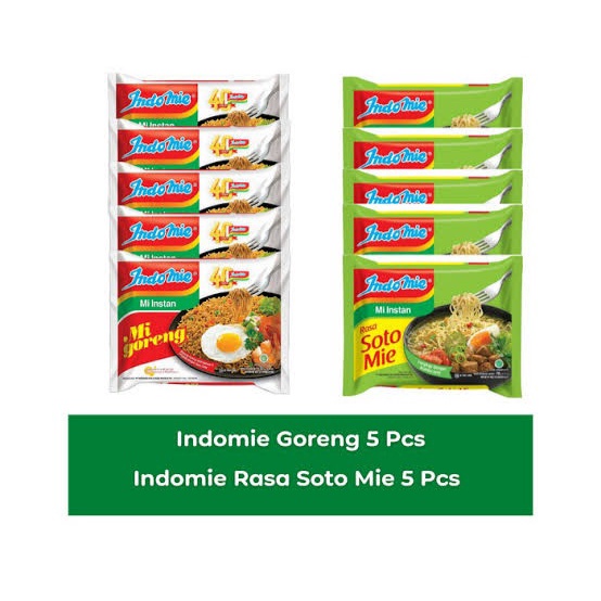 

Paket Campur Indomie Soto 5pcs Indomie Goreng 5pcs