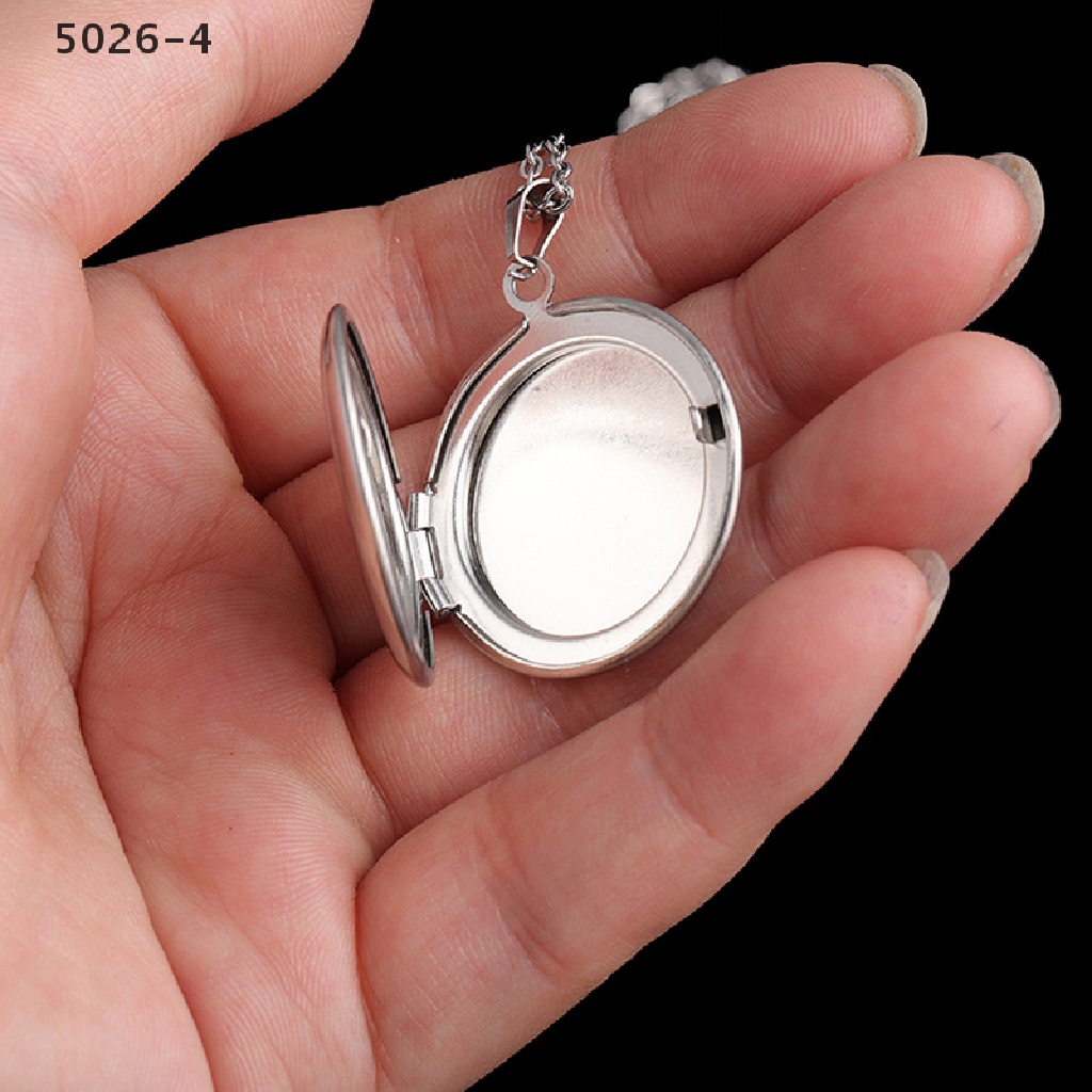 5026-4 Stainless Steel Photo Locket Necklace 3 Colors Open Round Pendant Necklaces 5026-4