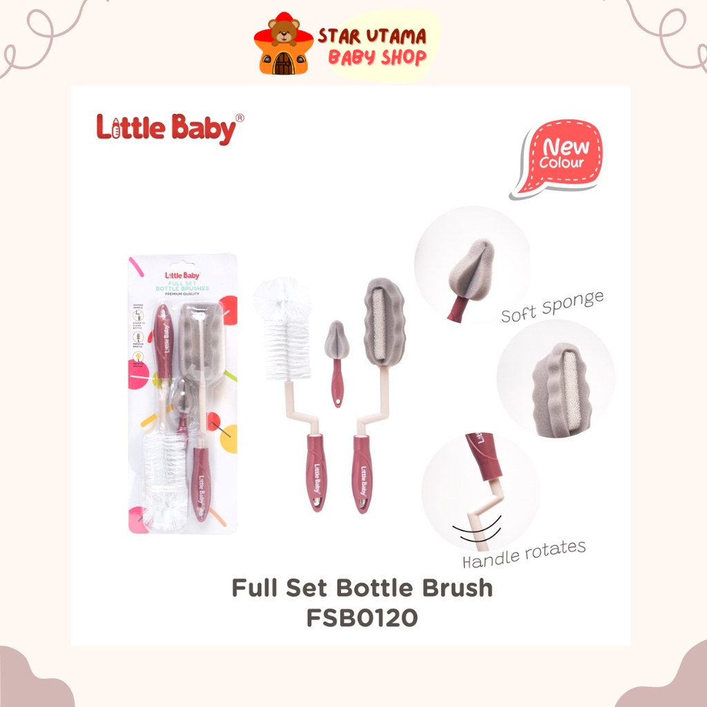 Full Set Bottle Brush Sikat Spons Pembersih Botol Bayi FSB0120 Little Baby