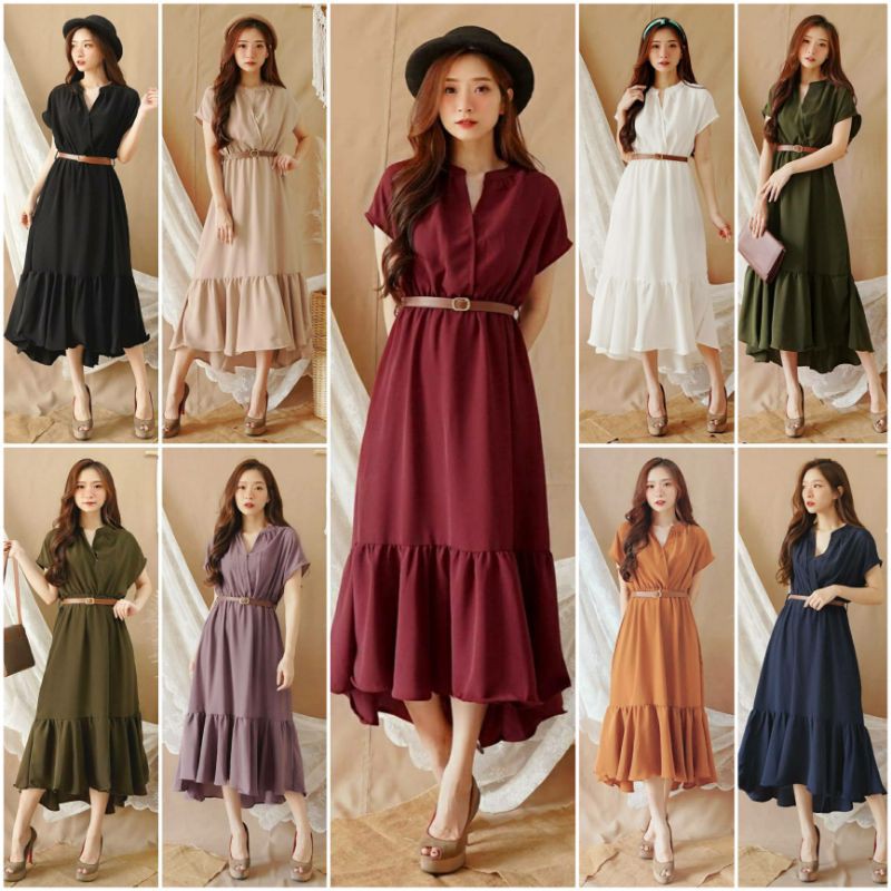 ⚡️CLEARANCE SALE ♡ PREMIUM ♡ ORIGINAL ! SYLVIA VINTAGE BOTTOM  RUFFLE MERMAID MIDI DRESS  ( BUSUI &amp; BUMIL FRIENDLY )