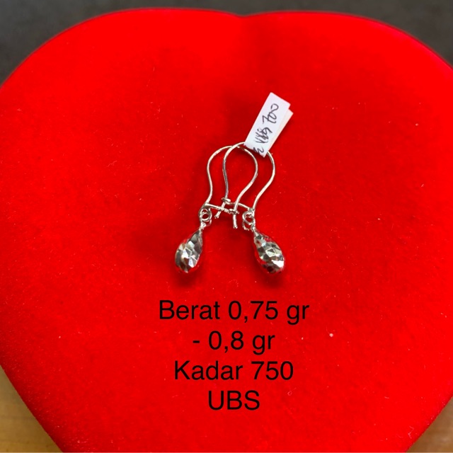 Anting emas asli mas putih kadar 750 UBS