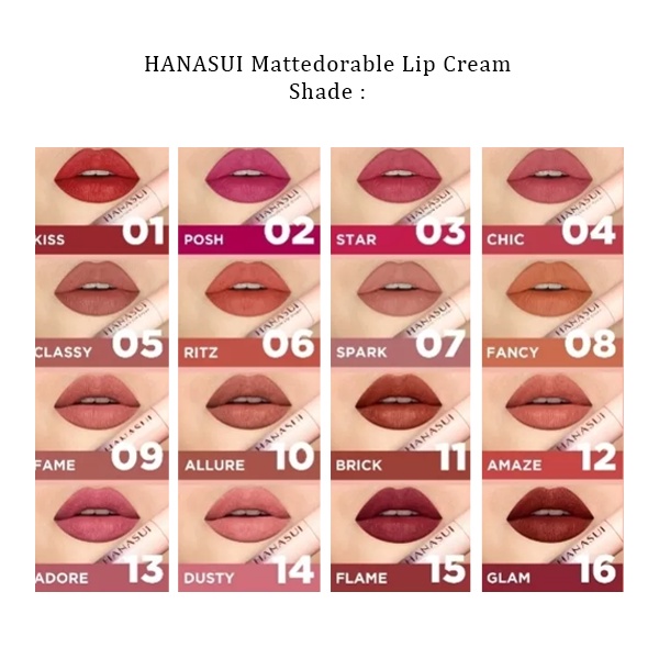 Hanasui Mattedorable Lip Cream | Matte Dorable LipCream Lipstick Cair Mate Hanasui | BOBA EDITION