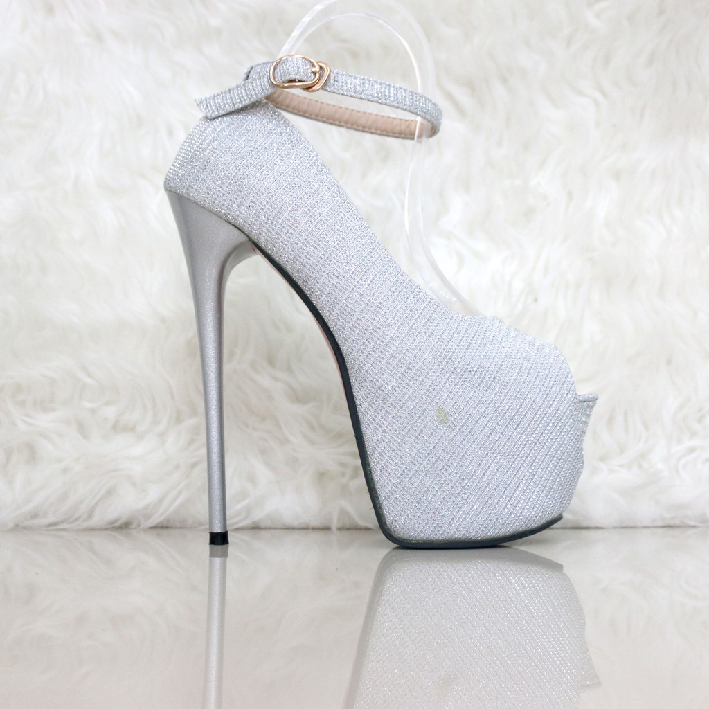 YKshoes 1039 high heels 17cm 17 cm shoes import sepatu wanita peep toe bartier silver gold grey hita-7