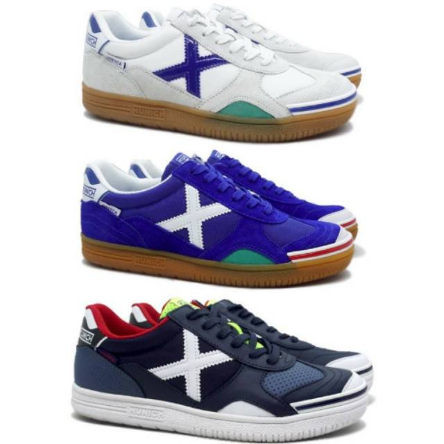 Sepatu Futsal X Munich Gresca - White Blue Navy Original