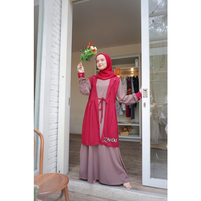 GAMIS zahin shalwa dan alsha gamis syari original terbaru 2 layer serut tengah kerut shabby modis