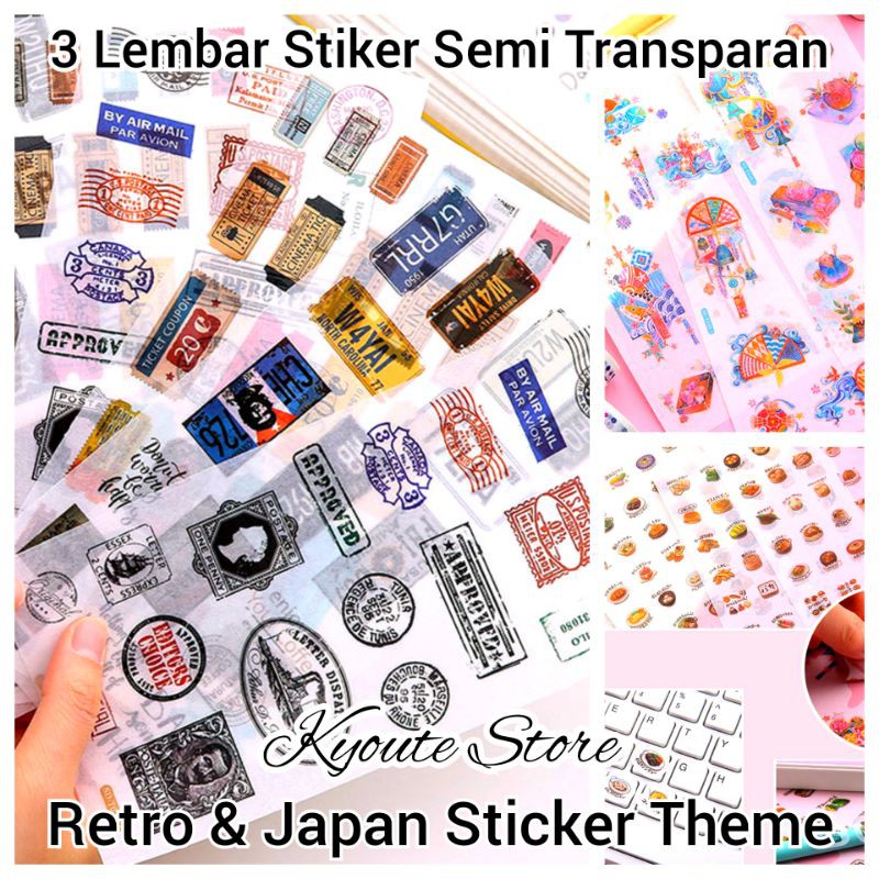 

3 Lembar Sticker Japan Food Traditional Retro Dekorasi Scrapbook DIY Planner Journal Diary