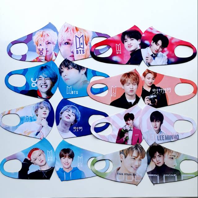 Masker scuba kpop full printing masker artis korea jungkook taehyung jin lee minho park hyun sik