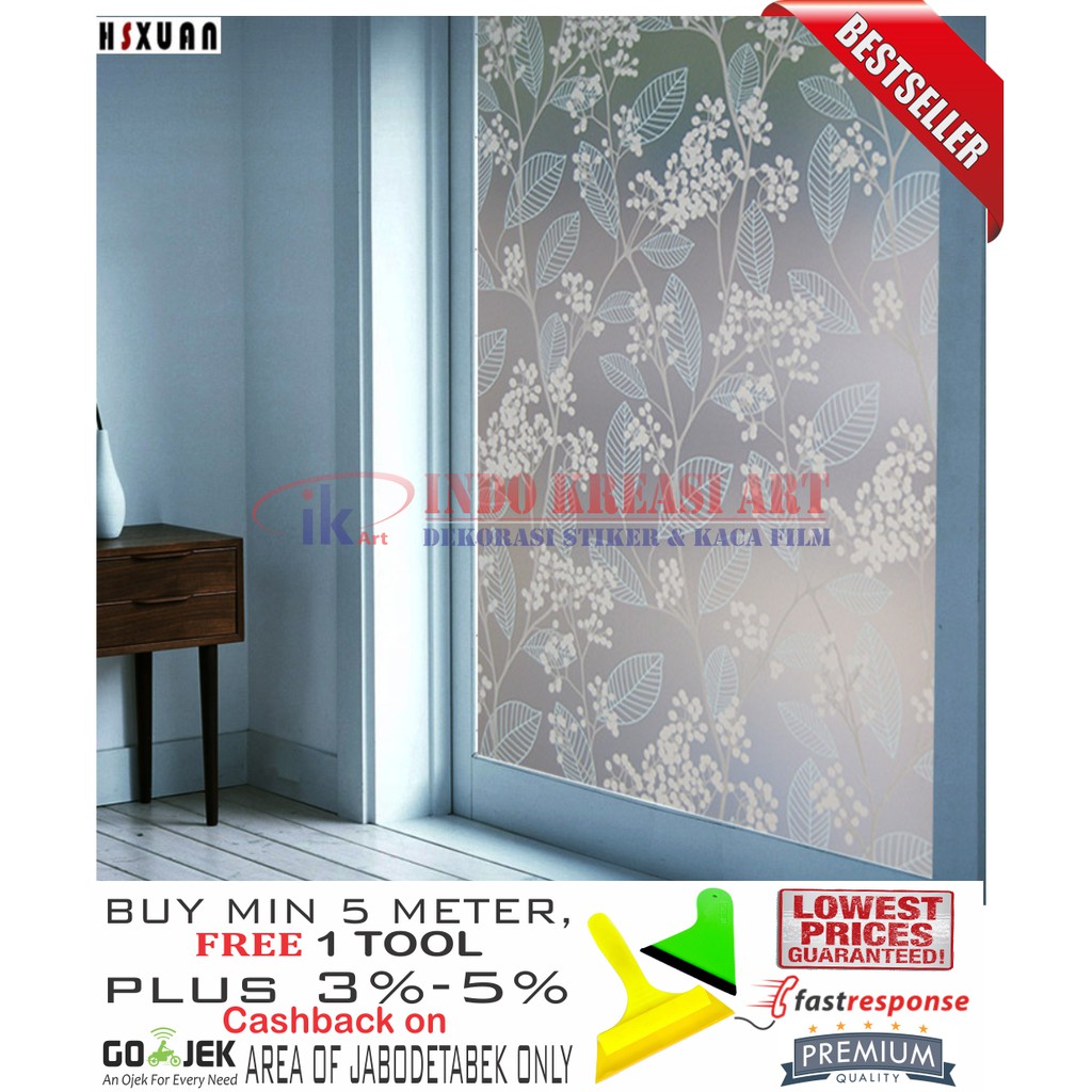 STIKER KACA STICKER KACA MOTIF DAUN NEW 122 KACA FILM MOTIF PELAPIS KACA JENDELA
