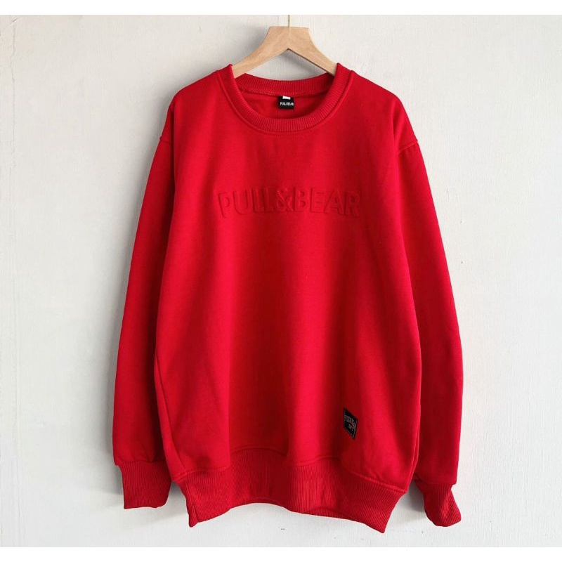 Sweater merah crewneck distro premium