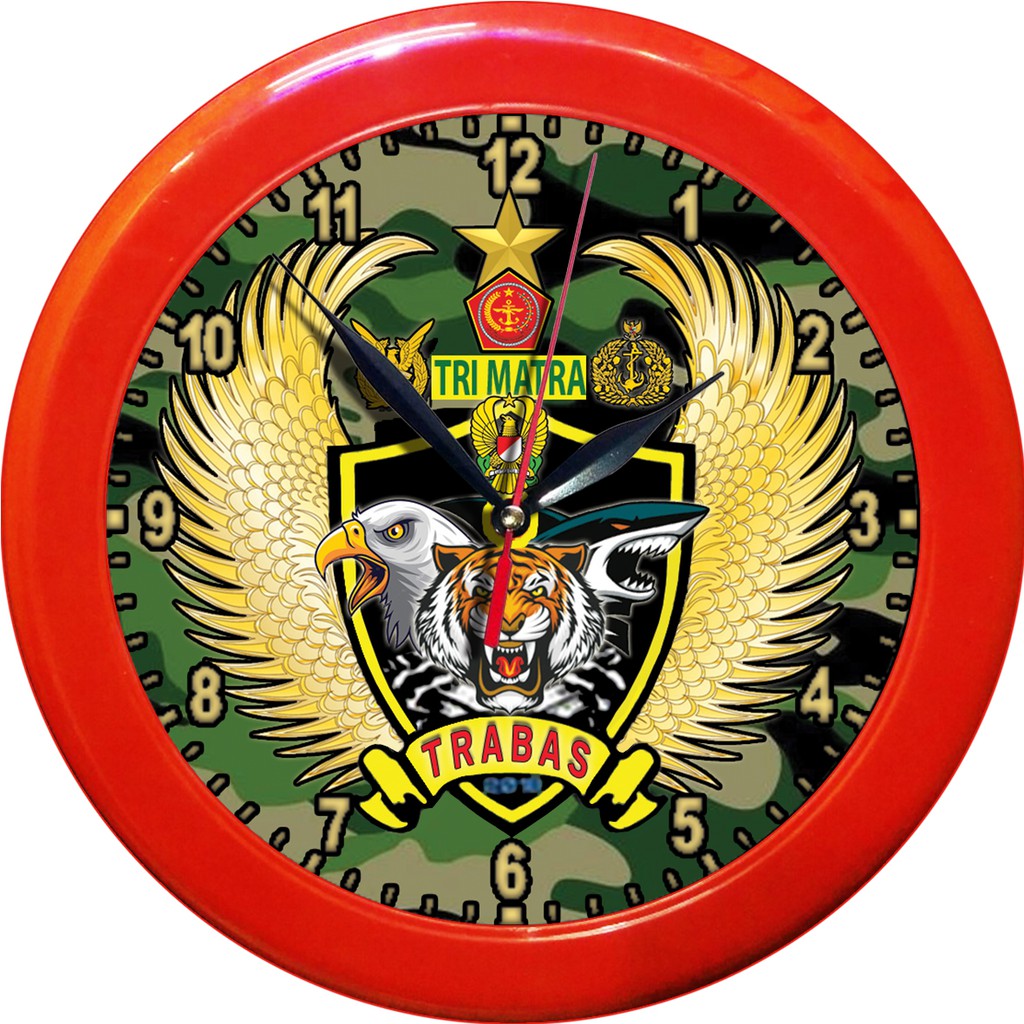 JAM DINDING TRI MATRA TNI - AD, TNI - AU, TNI - AL . (DIAMETER 30CM)