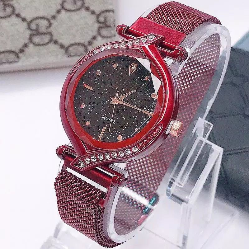 Jam Tangan Wanita Korea Murah Strap Magnet Diyoor Lancip Full Color