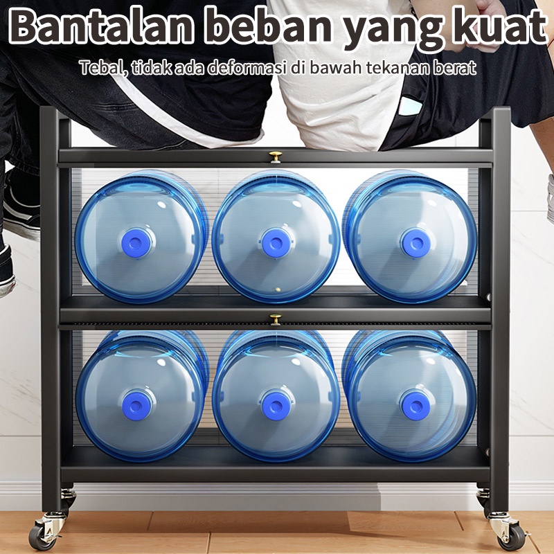 Rak Dapur Lemari Dapur Rak Oven Microwave Rak Penyimpanan Multi-layer Dengan Roda Pintu Pot Rack