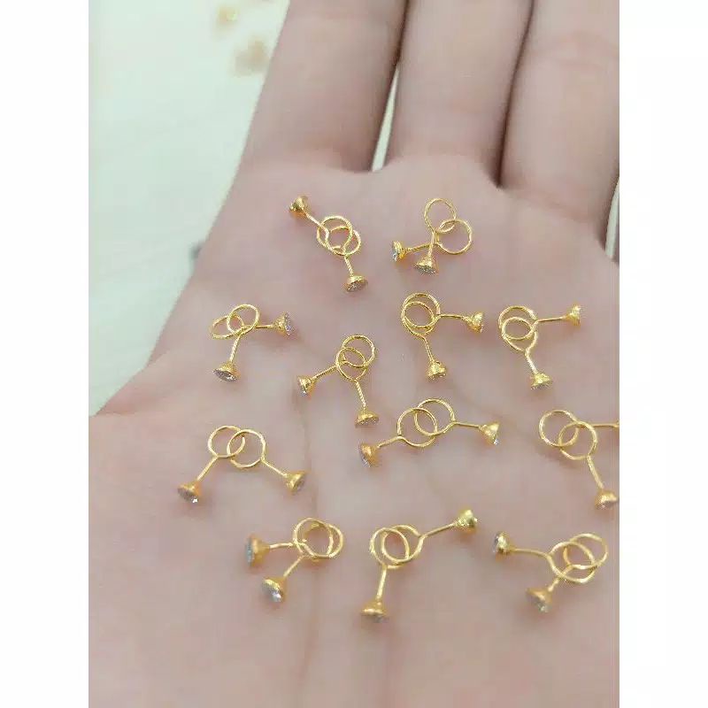 ANTING TOGEH ANAK ANAK PERAK 925 LAPIS MAS 24K