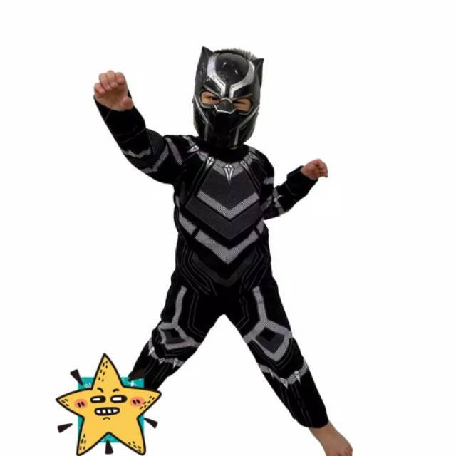 Kostum baju anak black panther baru gratis topeng untuk anak 2-10 tahun BISA COD