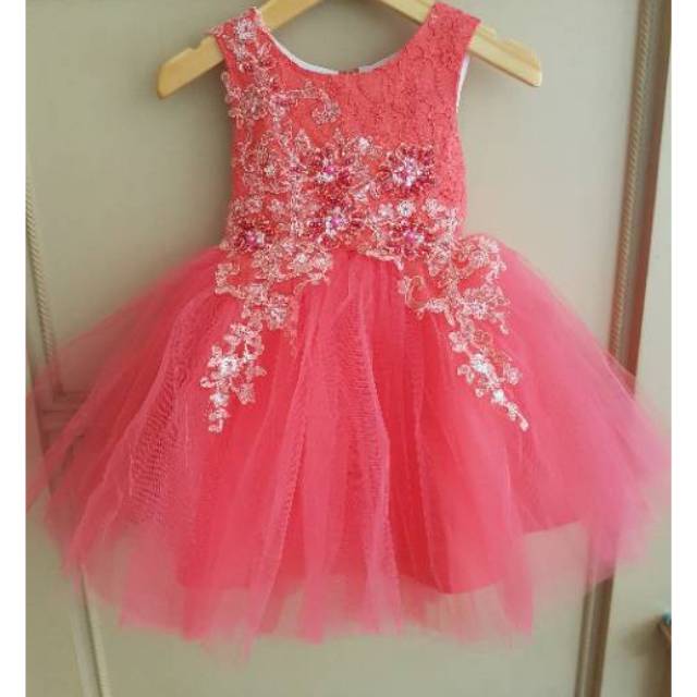 KESHIA DRESS WATERMELON / GAUN PESTA ANAK / FLOWER GIRL / TUTU ANAK PEREMPUAN