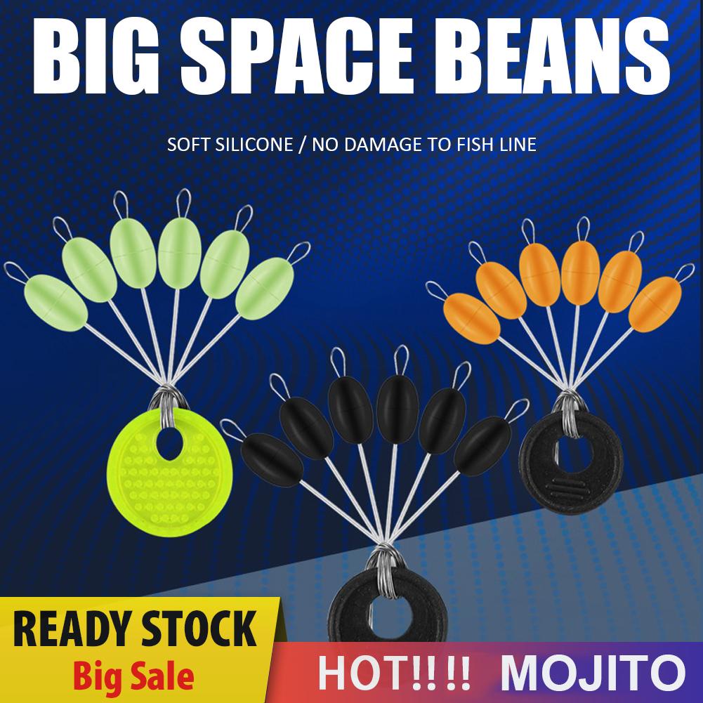 60pcs / Set 10 Grup Space Beans Stopper Bahan Silikon Untuk Umpan Pancing