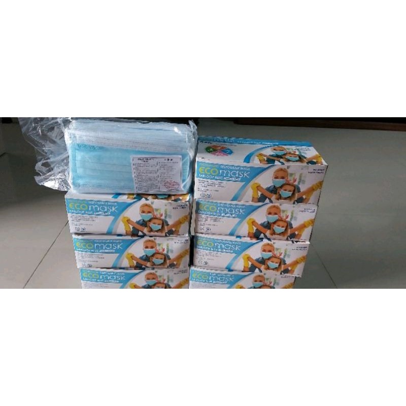 MASKER NON MEDIS 3 PLY ECO MASK EARLOOP BLUE