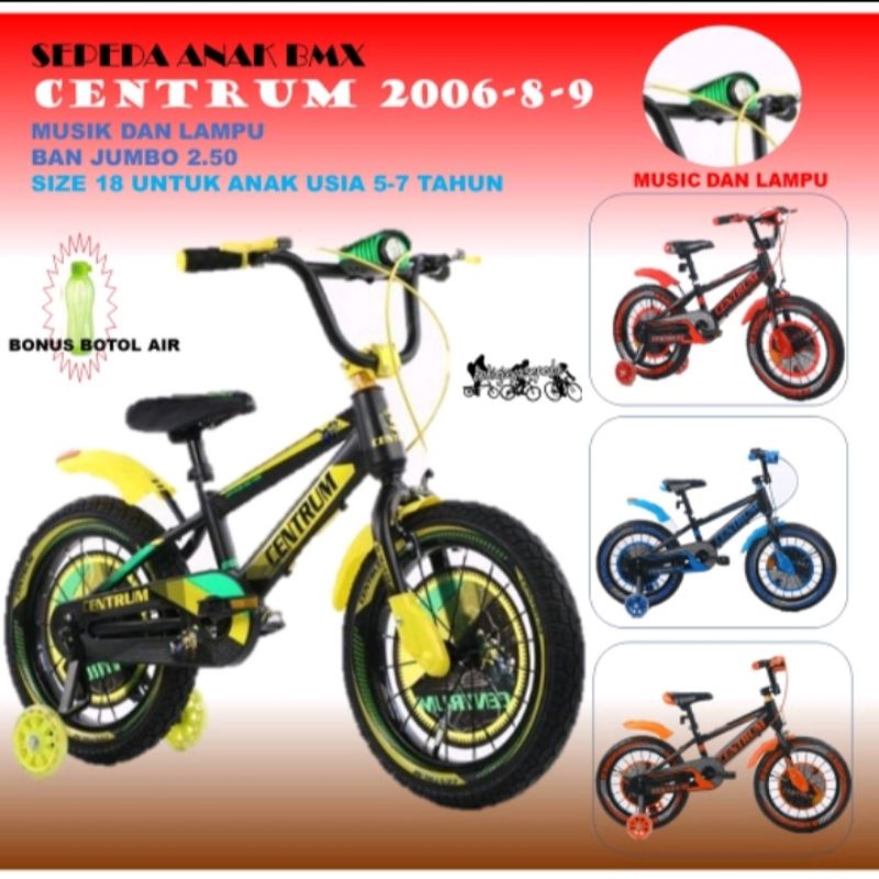 Sepeda Anak BMX CENTRUM 18"2006-8-9 ban jumbo dengan musik