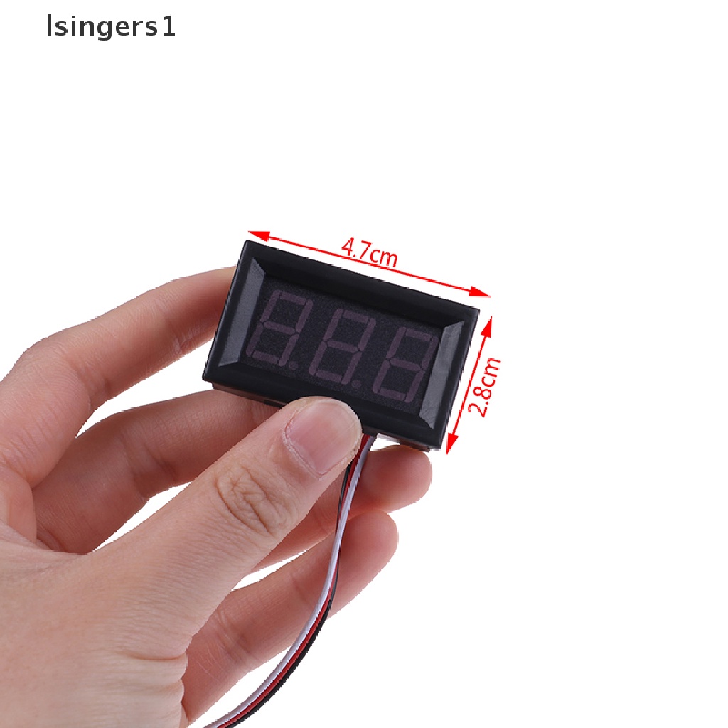 (lsingers1) Voltmeter digital DC 0-30V 3 Kabel Dengan Layar LED Untuk Mobil / motor