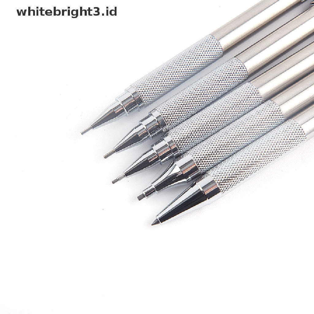 (whitebright3.id) Pensil Mekanik Otomatis 0.5 / 0.7 / 0.9 / 1.3 / 2.0mm Bahan Metal