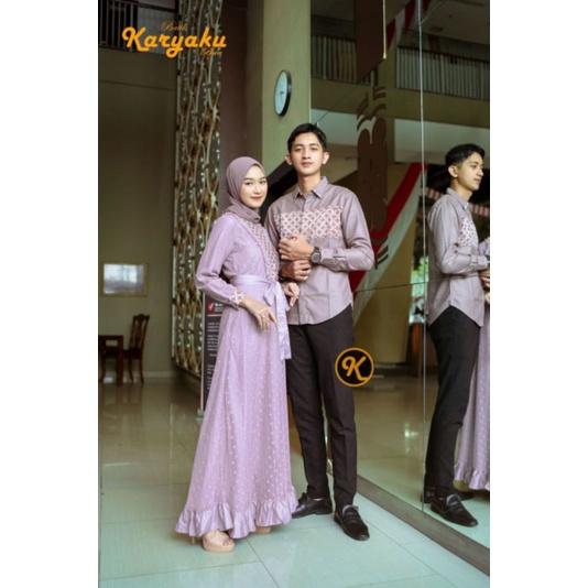 Baju Batik Couple Modern Batik Set Baju Couple Pasangan Gamis Brokat Brukat Syar'i Ramadhan Fashion Muslim Baju Kondangan Pakaian Arisan Karyaku Batikbae Batik Jumbo-4