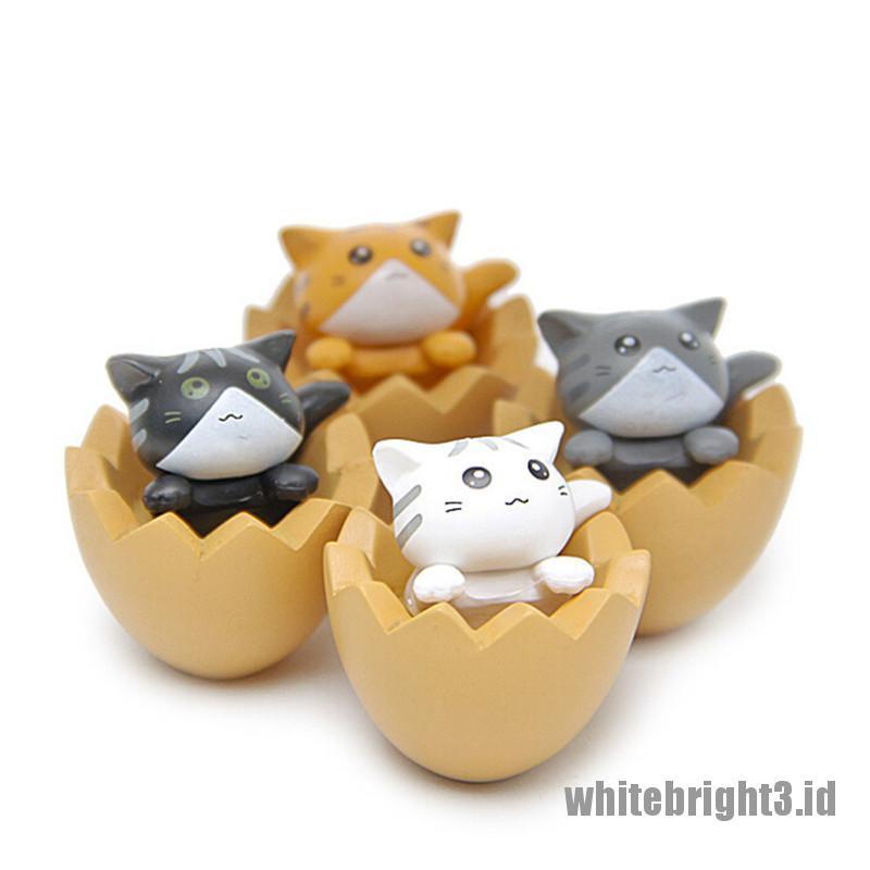 (white3) 1pc Miniatur Telur Kucing Bahan Resin Untuk Dekorasi Taman Mini / Micro Landscape