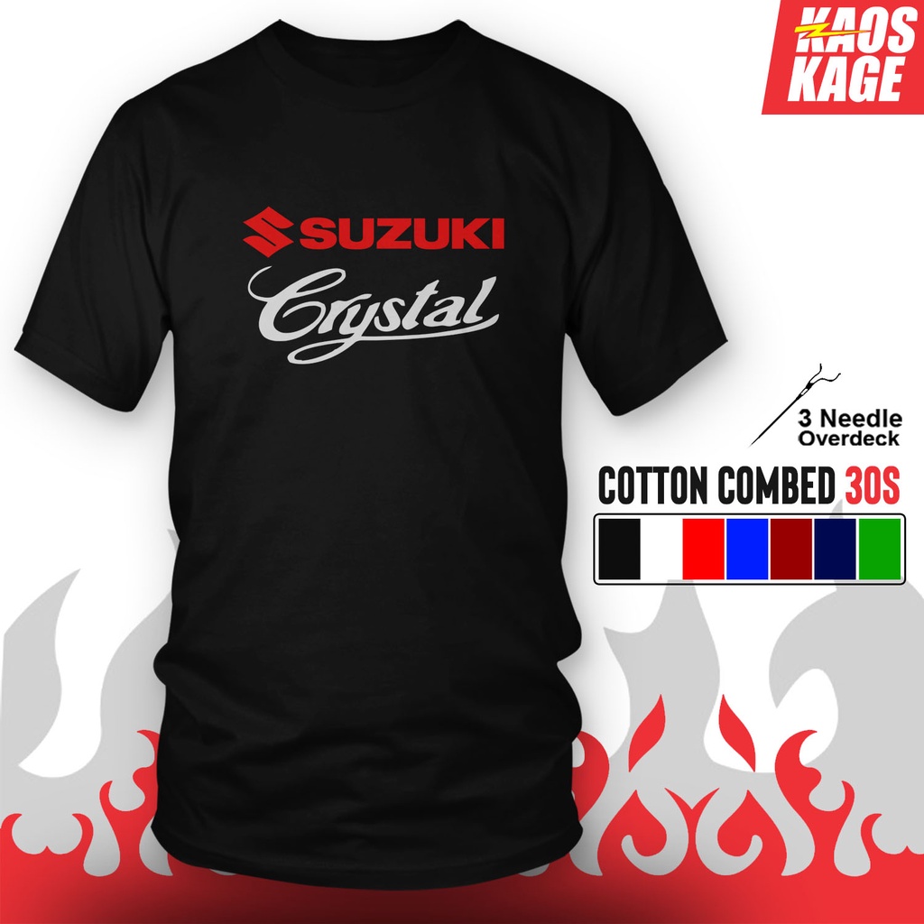 Bayar Ditempat Kaos Baju Distro SUZUKI CRYSTAL 100 % Cotton Combed 30s Cewek Cowok Unisex Tees / T-S