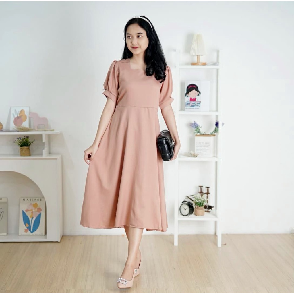 BEFAST - ZFS OOTD Wanita Dress SOYEON / LORA DOLLY DRESS / Pakaian Dress Kasual / Dress Pesta / Dress Kondangan Wanita Kekiniaan / Keluaran Terbaru 2022 / Trendy / Dress Polos Maxy Lengan Pendek / Terlaris