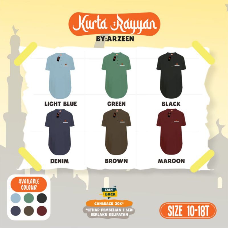 Arzeen - Koko Kurta Rayyan Kualitas Distro  Size 10-18Tahun