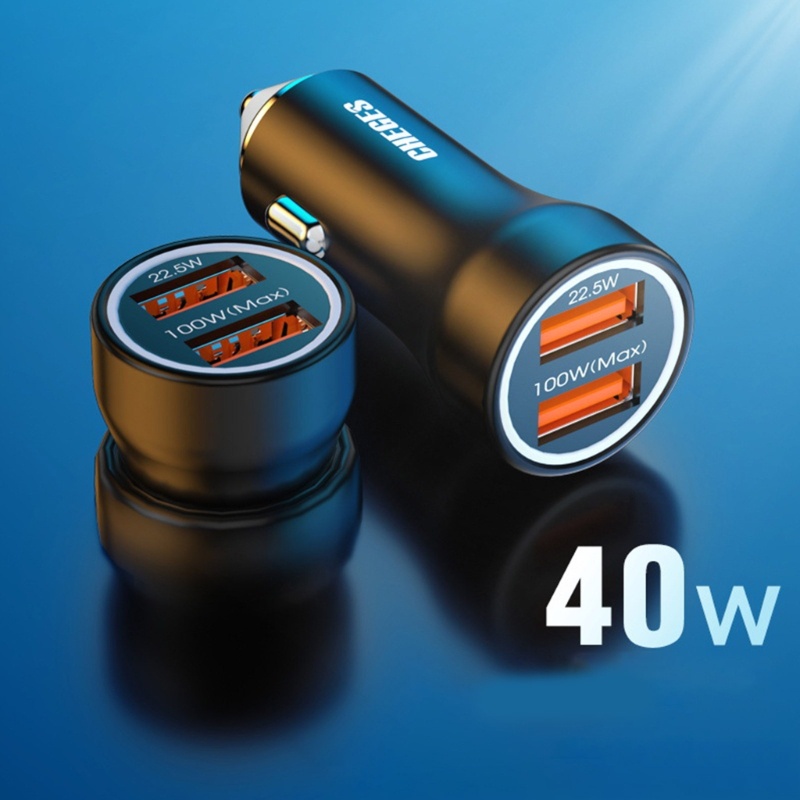 Zzz Adapter Charger Mobil Dual USB 100W 12-24V Fast Charging Untuk Note 20 / 10 S21 / 20 / 10 14 Pro Max 13 12 11