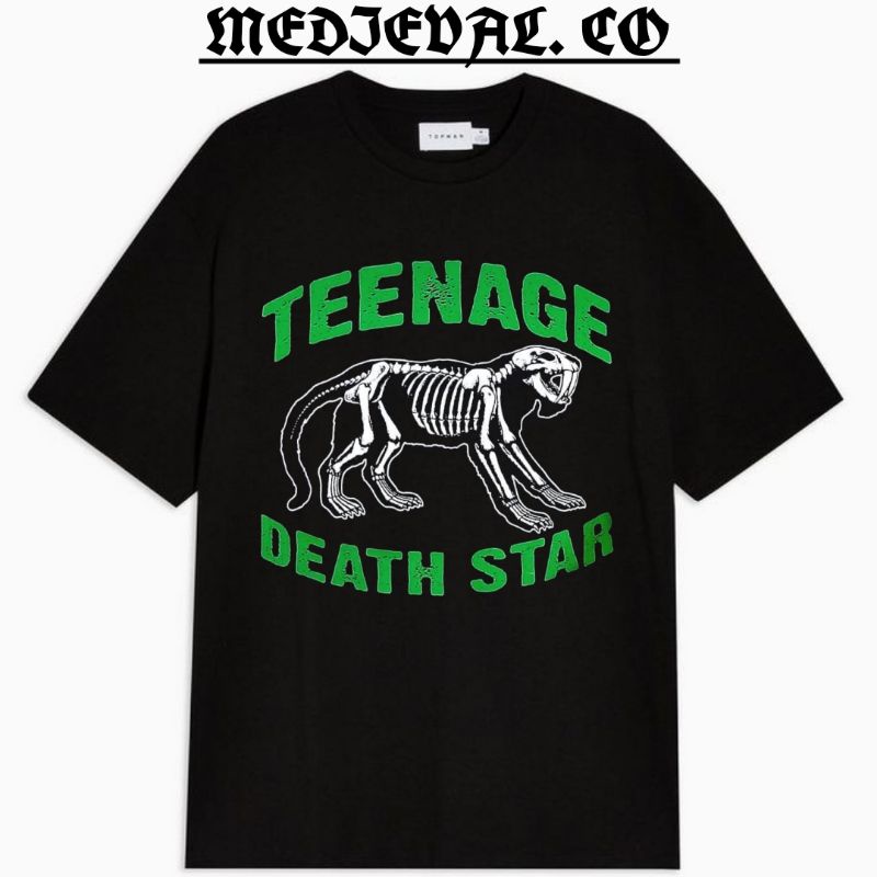 KAOS BAJU TEENAGE DEATH STAR - SKULL LOGO - TSHIRT BAND MUSIK INDIE METAL ROCK OVERSIZE HITAM PRIA W