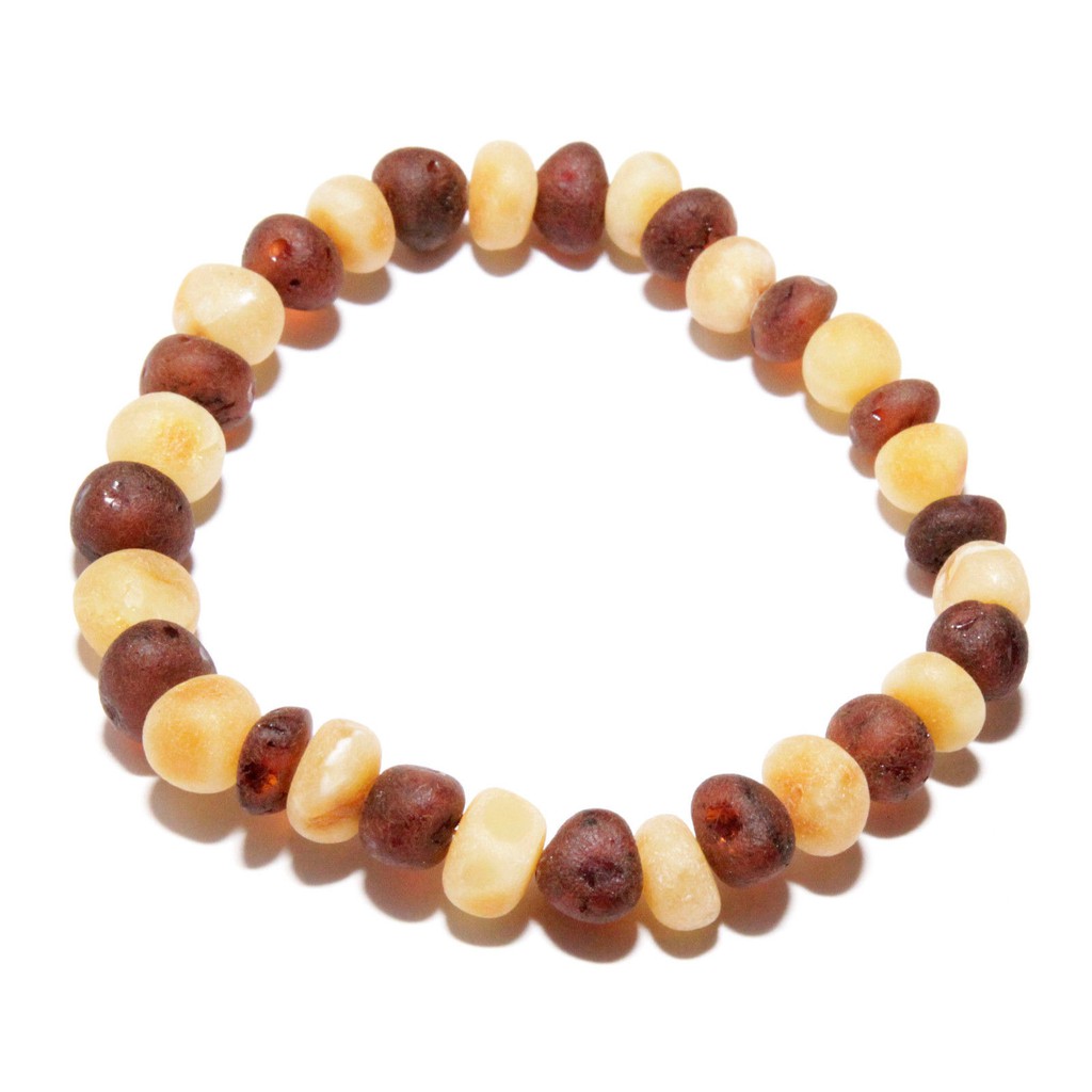 Natural Raw Baltic Amber Bracelet Butterscotch Cognac Stretch JAR100