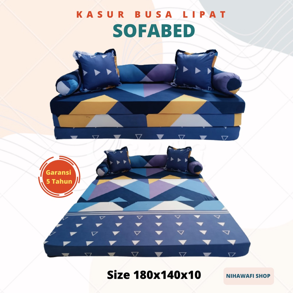 Sofa Bed Karakter Kasur Busa Lipat Minimalis Kursi Ruang Tamu Ukuran 180x140 Tebal 10 CM