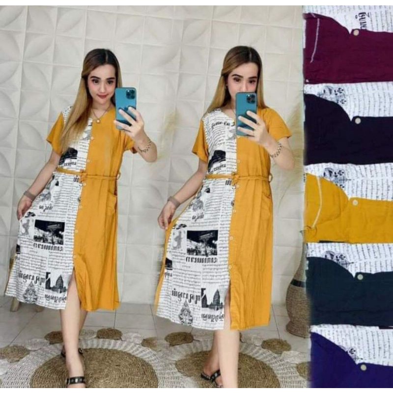 DASTER ANDIN KORAN DASTER KANCING DEPAN HIDUP DASTER BUSUI DRESS KEKINIAN DASTER VIRAL MOTIF KORAN