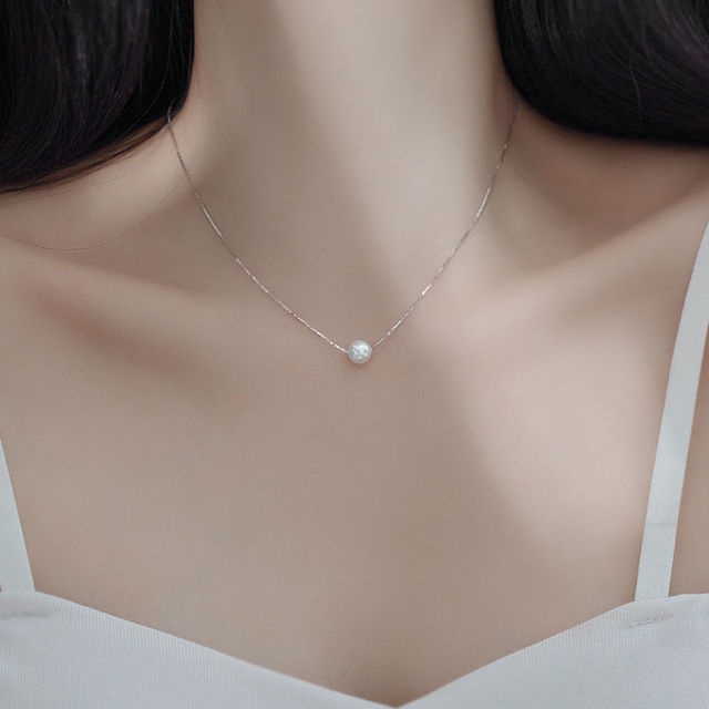 Korean Version Ins Style Silver Pearl Necklace