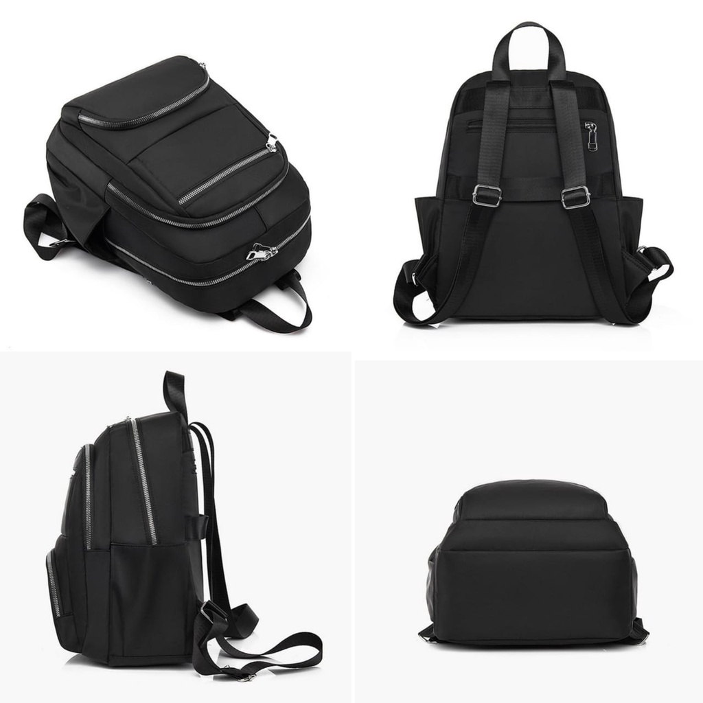 TAS RANSEL WANITA KOREA 4 RESLETING ANTI AIR HITAM BACKPACK BESAR GENDONG IMPORT ORI DICANTI TA398B5