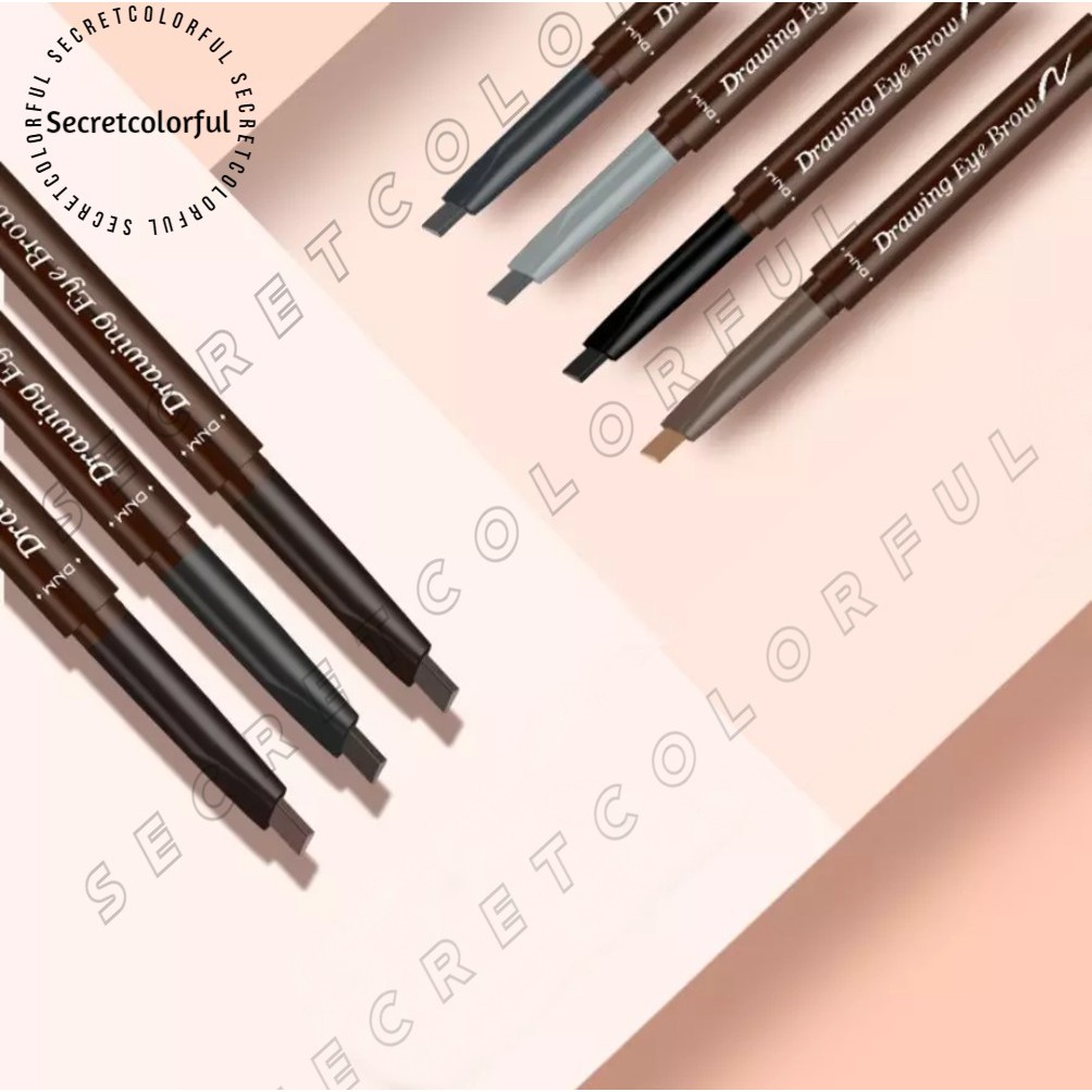 DNM Eyebrow Pencil Natural 2 in 1 Waterproff Tahan lama Alis Putar Drawing