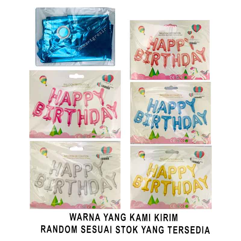 Balon Happy Birthday * 1 set Balon Huruf * Hiasan Ulang Tahun * Polos