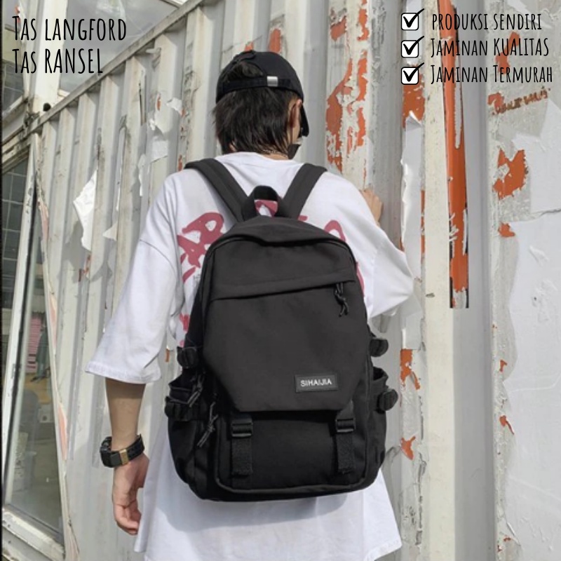 Tas Ransel Pria - Tas Sekolah Kuliah Kerja Traveling Model Baru Korea Kekinian Terbaru Murah Bagus Fashion Multifungsi Stylish Backpack Simple Casual Elegan Unisex Cowok