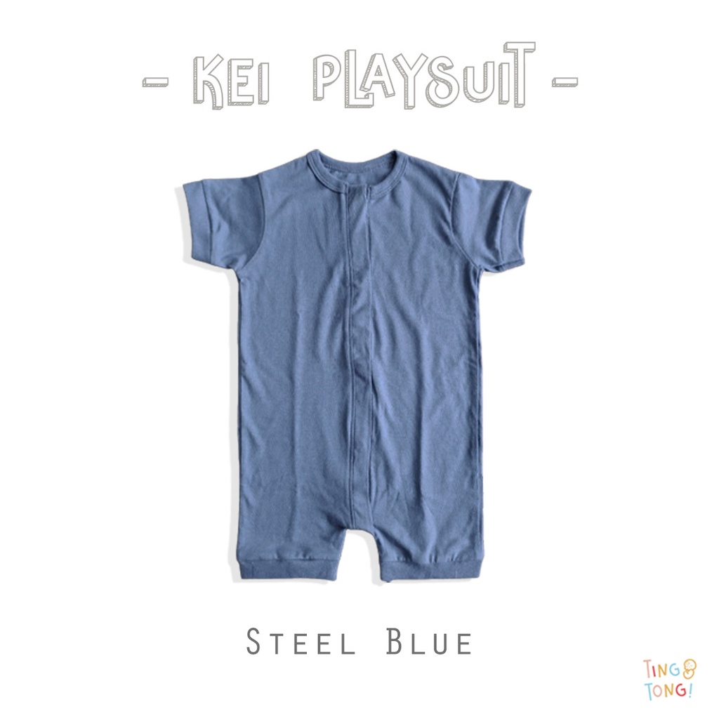 [TINGTONG] - Kei Playsuit | terusan bayi/anak-Dusty Blue