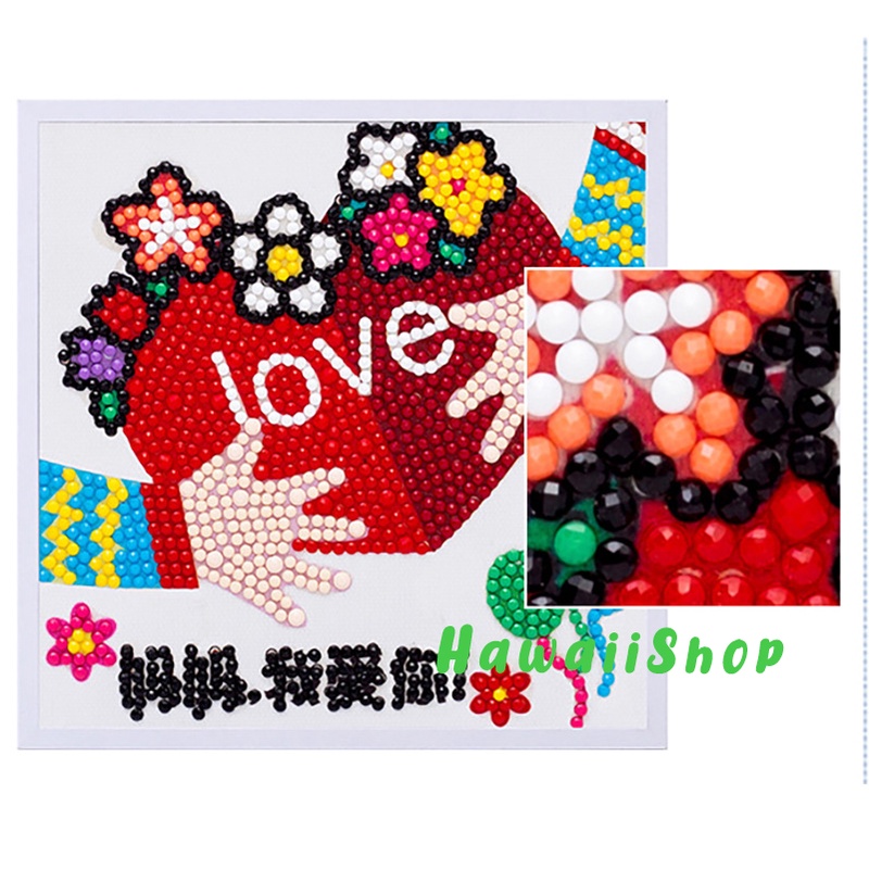 5D Diamond Painting DIY Kids Craft lukisan kristal FREE Frame - Love Mama