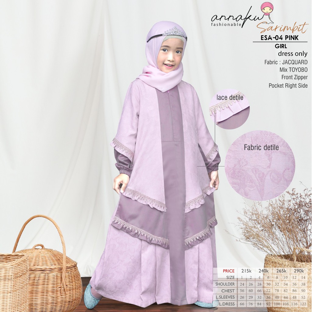 ANNAKU SARIMBIT ENDOMODA LEBARAN 2021 ENDOMODA ORIGINAL ESA 04 KOKO BOY LILAC GAMIS GIRL PINK