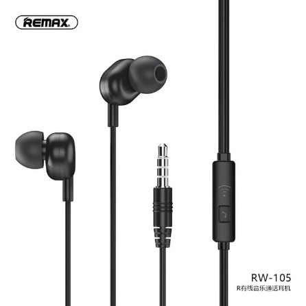 Remax Headset Wired Earphone with Microphone for Call &amp; Music RW-105