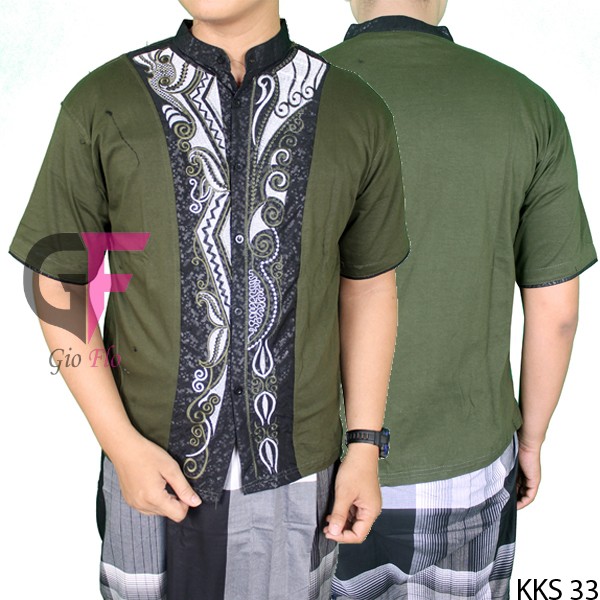 GIOFLO Fashion Muslim Modern Baju Koko Keren Green / KKS 33