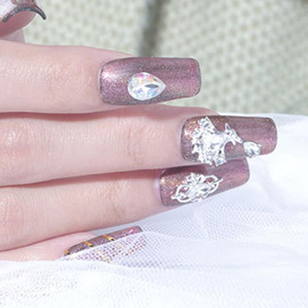 MXBEAUTY Dekorasi Nail Art Perak Mewah Charms Bunga Rumbai Rantai Liontin Busur Simpul 3D Kuku Zirkon