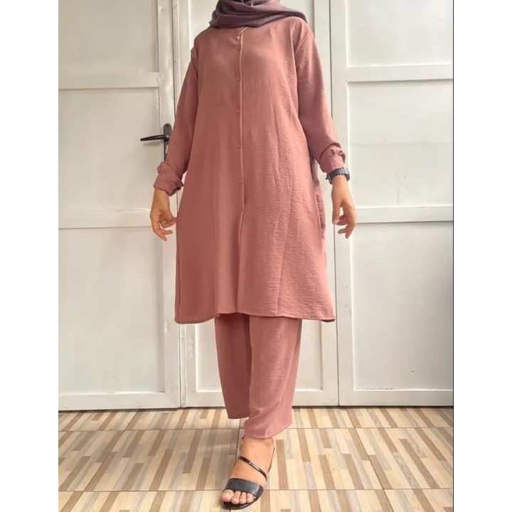 LONG TUNIK CRINGKLE//SETCEL LONG TUNIK POLOS JUMBO/LONG TUNIK TERBARU/FASHION WANITA/COD/