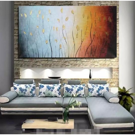 Lukisan Printing Desain Abstrak Ukuran Besar, - S7