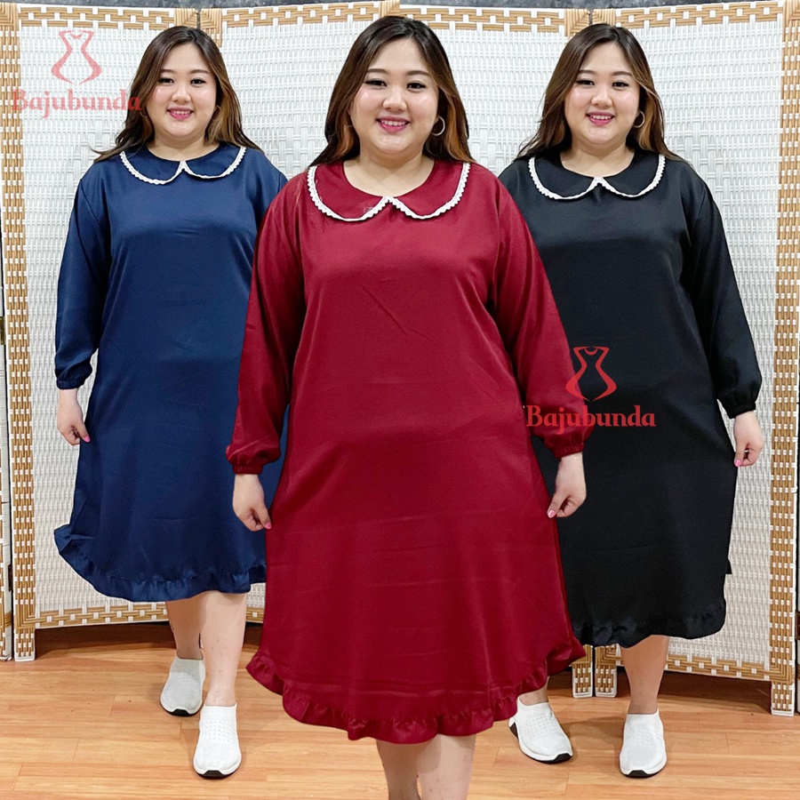 LD 120 Tunik Jumbo Big Size Polos Kerah Renda IVANA