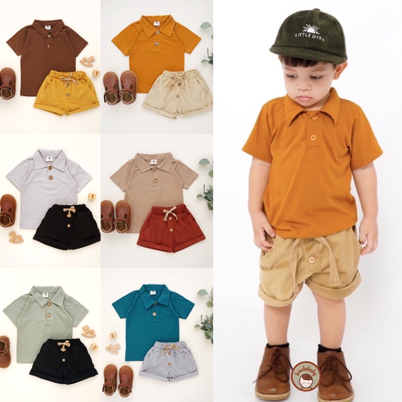 OXSA Set Kaos Polo Anak 1-5thn / Setelan Kaos Polo Anak / Gembira Set