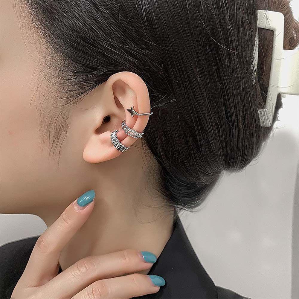 Mxbeauty Wanita Klip Telinga Punk Fashion Tulang Rawan Telinga Perhiasan Jewelry Hadiah Tanpa Tindik Ladies Star Earrings